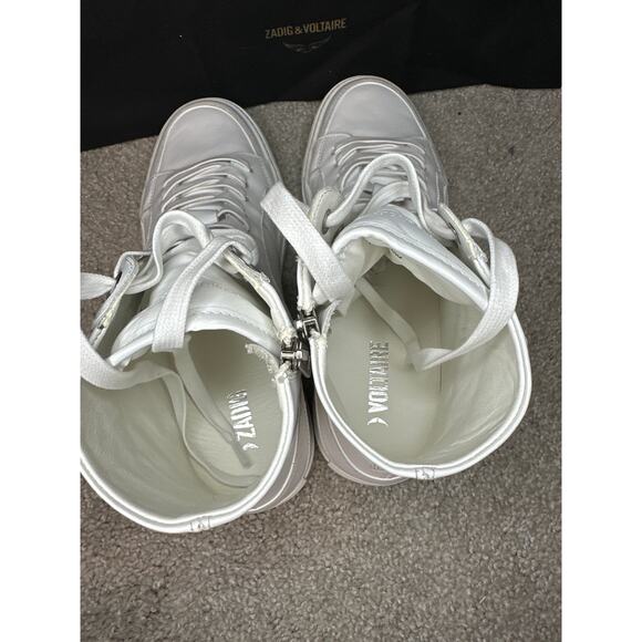 Zadig & Voltaire NEW High Flash White Size 10 With Dust Bag Zip High Top ZV1747 - Picture 14 of 15